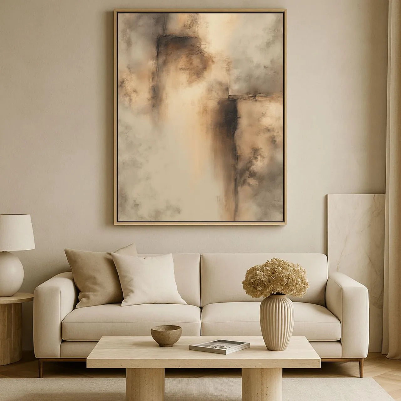 Toile encadrée – Trace dorée