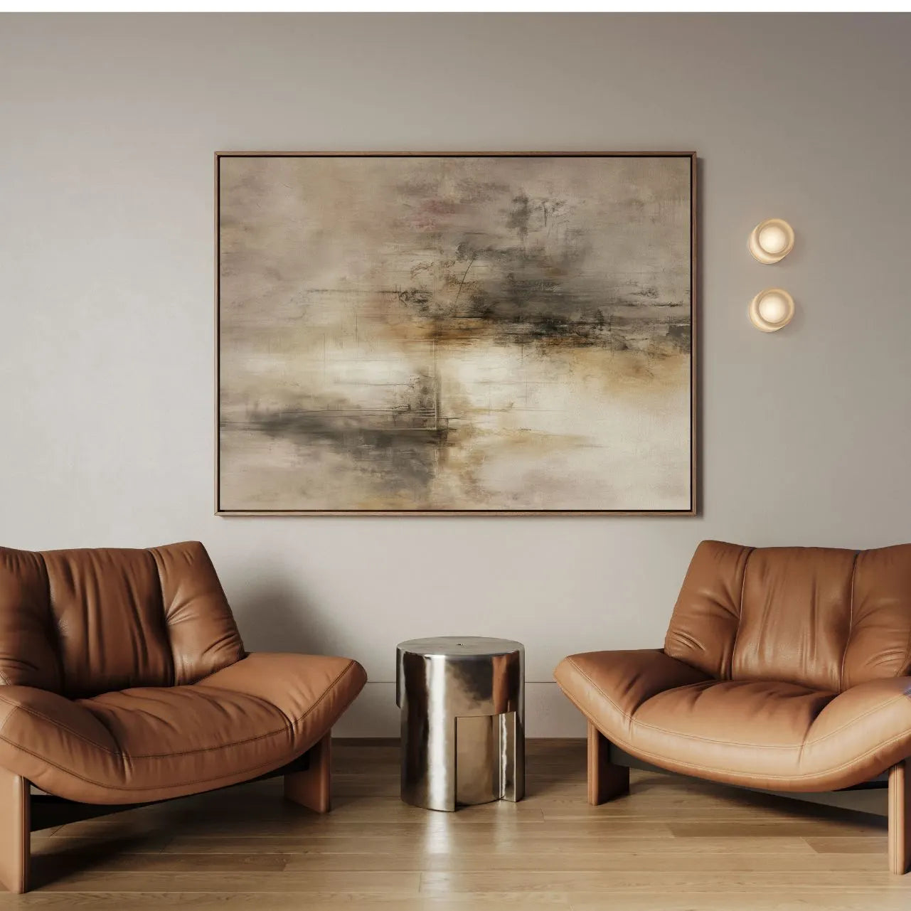 Gerahmtes Leinwandbild Beige Materie