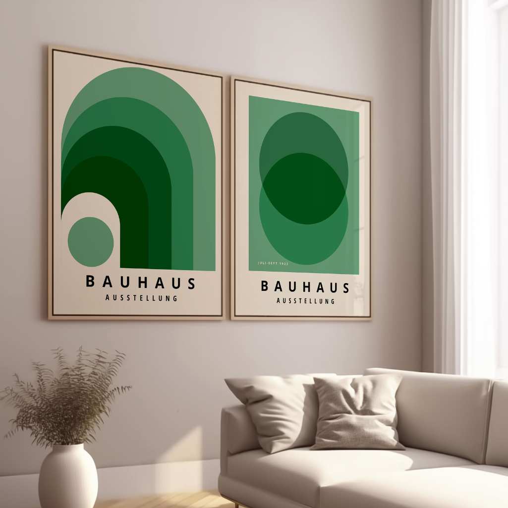 Bauhaus Vert Harmonie – Lot de 2 affiches