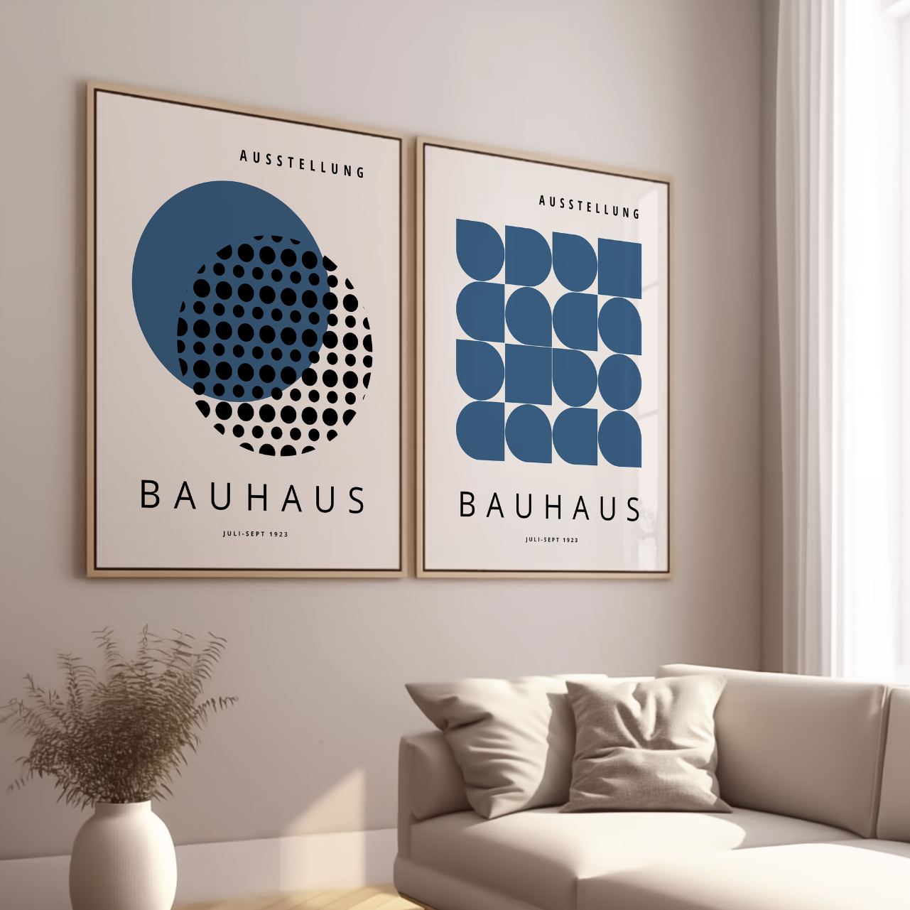 Bauhaus Minimal Blu navy – Set di 2 poster