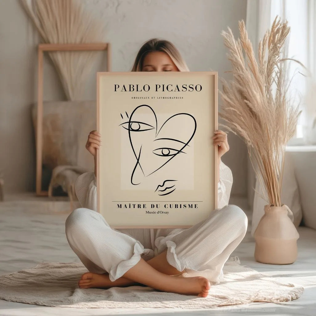 Picasso-Inspired Face Lines Poster