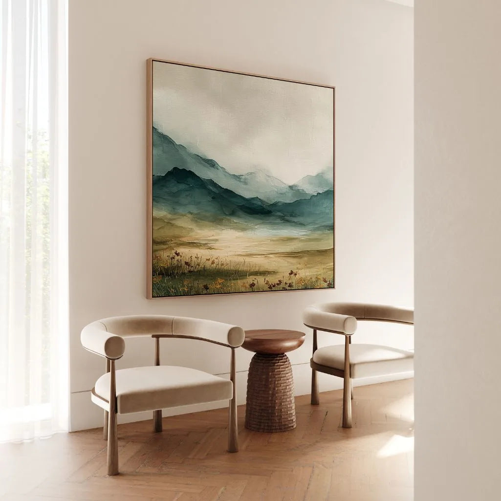 Toile encadrée – Vallée verte au soleil