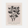 Black botanical branch poster on beige background with minimalist gallery style design