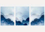 blue misty mountain poster set minimalist landscape wall art calm decor