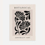 Botanical graphic flowers poster with bold black floral shapes on beige background