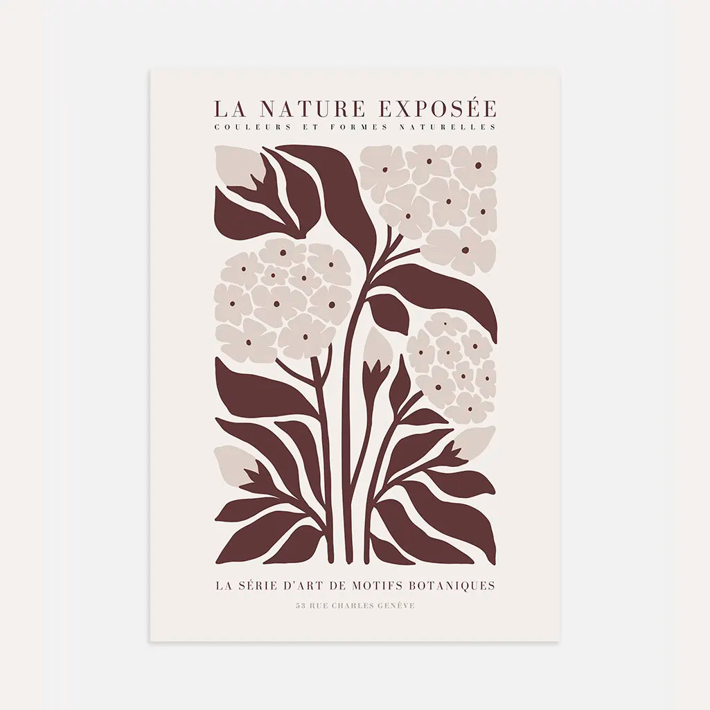 brown botanical flowers poster beige neutral wall art