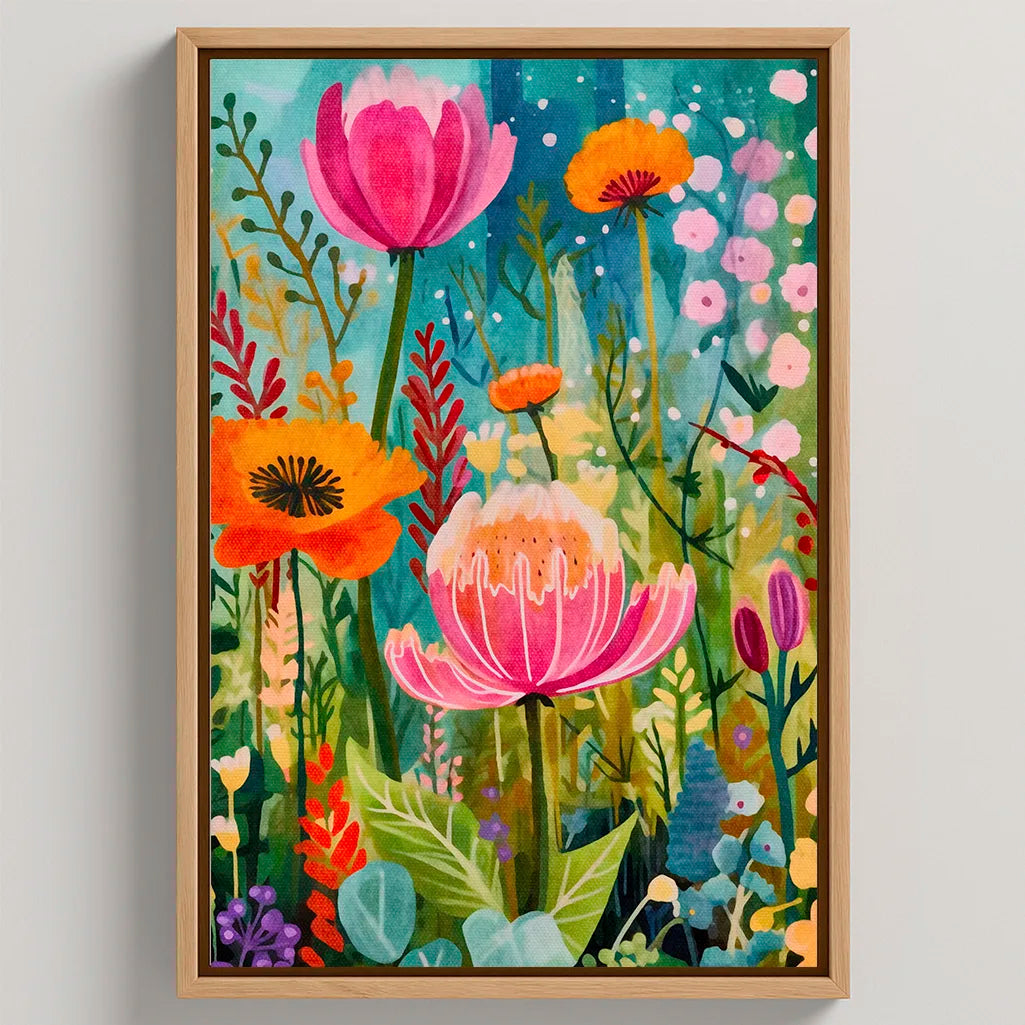 Toile encadrée – Danse florale