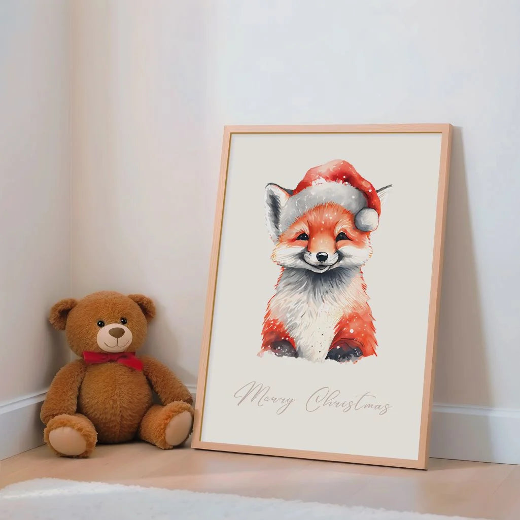 christmas fox poster kids christmas gallery wall
