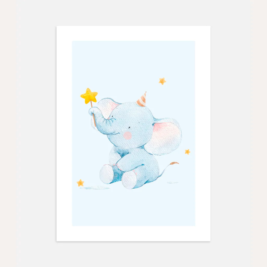 elephant with magic wand poster kids wall art