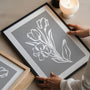 grey floral line poster living room modern neutral decor