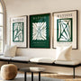 Henri Matisse flower cut-out style poster set in green and cream for minimalist wall art decor