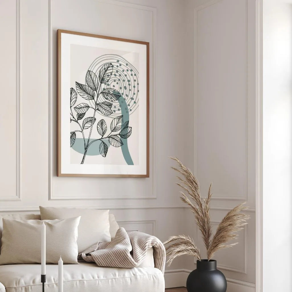 line art leaves poster bedroom minimalist wall art