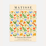 Matisse floral garden poster with tulips cornflowers daisies and decorative botanical pattern