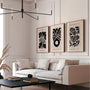 minimalist black botanical shapes poster set bedroom wall decor