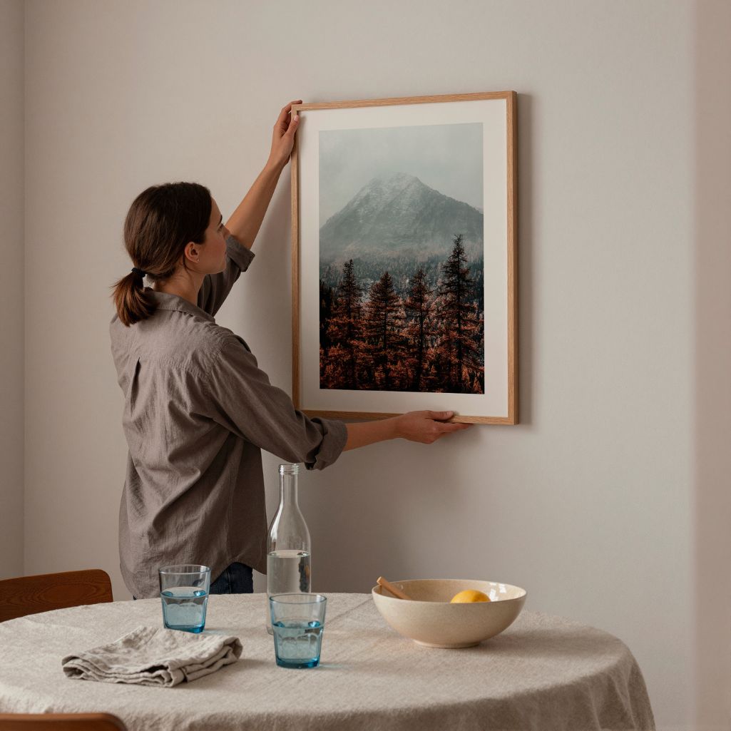 misty mountain landscape poster living room wall decor