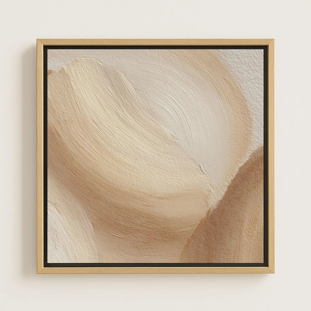 Gerahmtes Leinwandbild – Beige Wellen