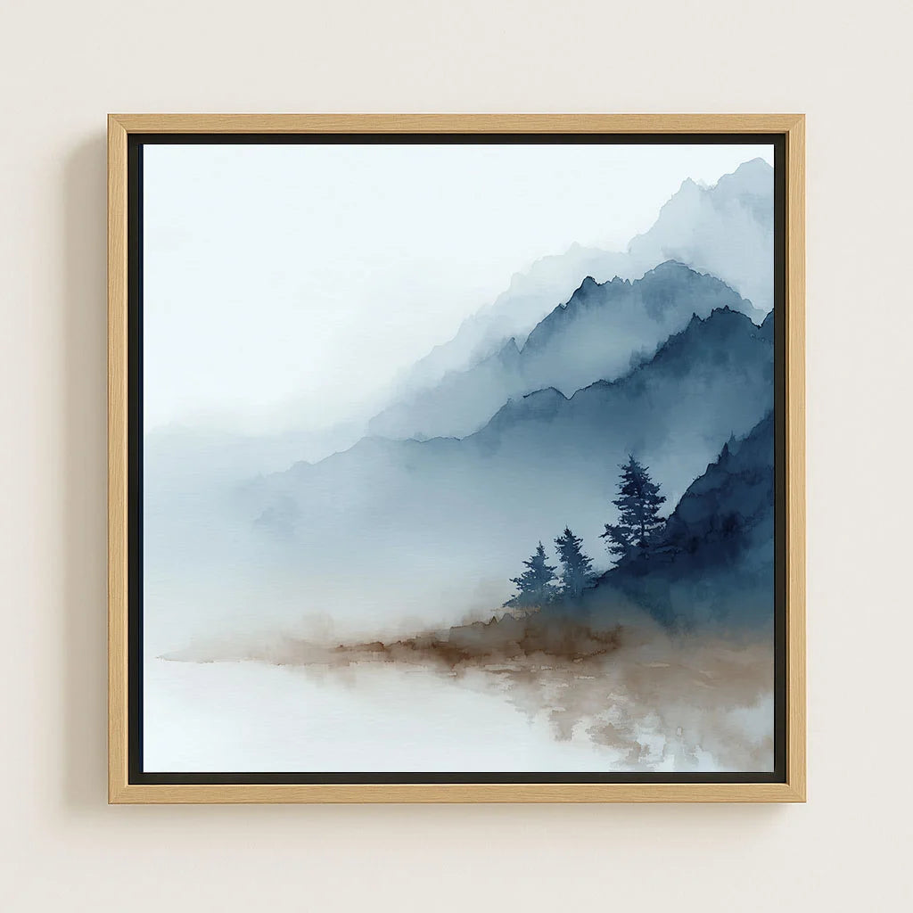 Gerahmtes Leinwandbild – Nebel über den Bergen