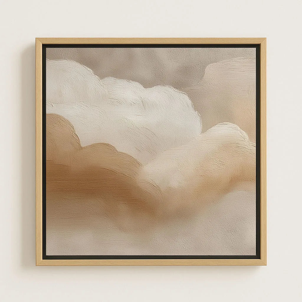 Gerahmtes Leinwandbild – Beige Wolken