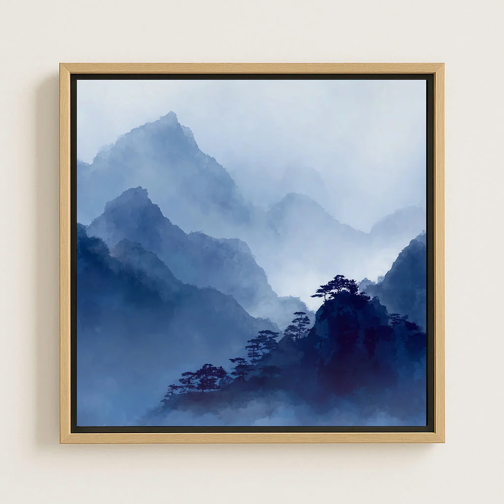 Toile encadrée – Montagnes bleues