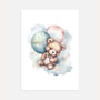pastel bear with balloons poster kids wall art