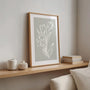 floral line drawing detail cream lines sage background