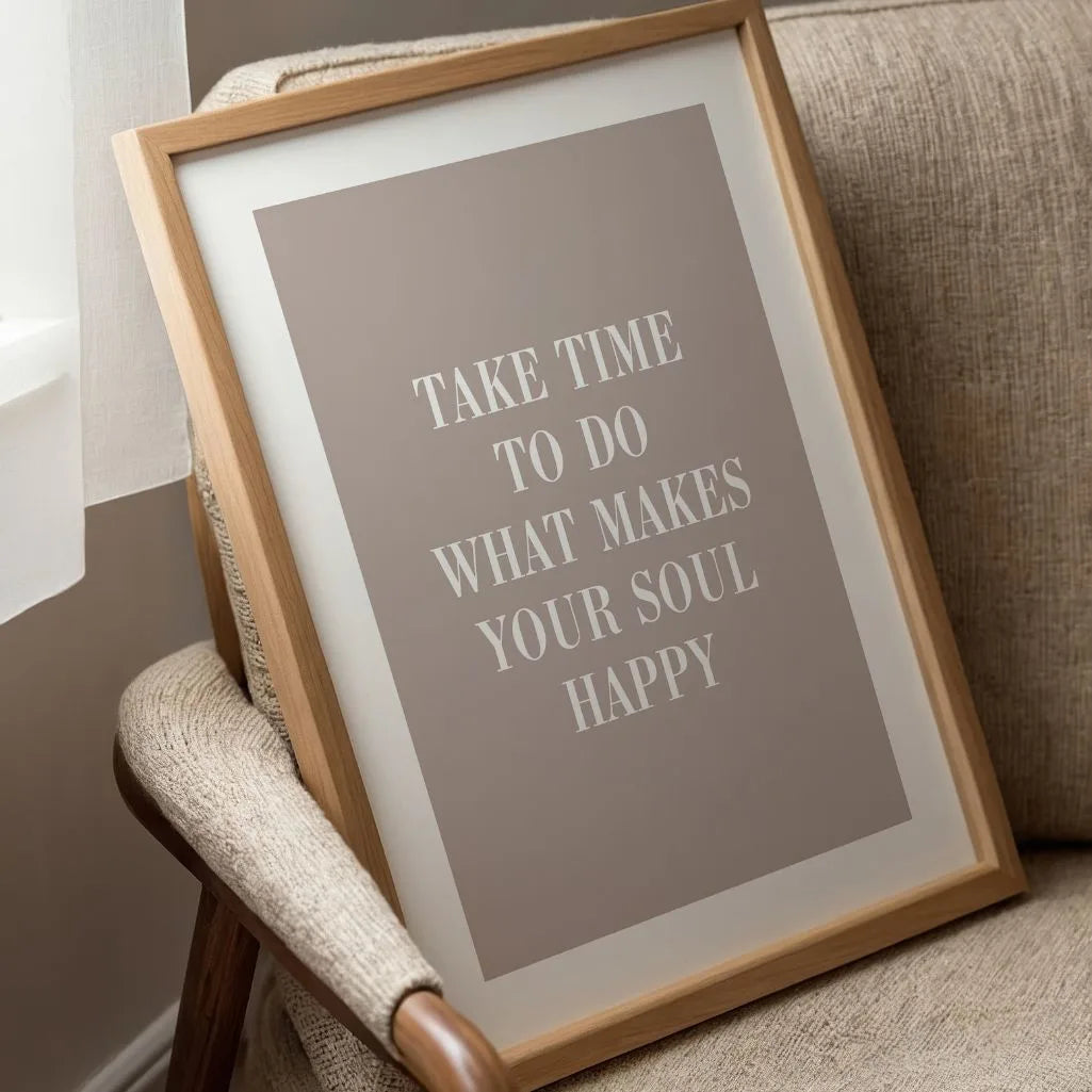 minimalist quote poster in neutral toned gallery wall arrangement